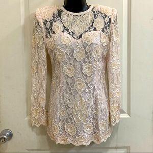 Vintage 1980’s  blush pink Pearl beaded top